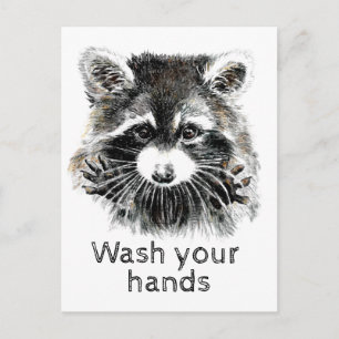 Wash Your Hands Raccoon Funny Are You Okay? Postcard