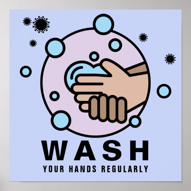 Wash Your Hands Regularly Virus Icon Poster (Front)