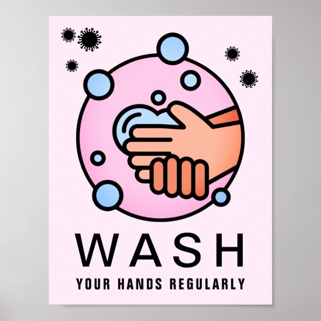 Wash Your Hands Regularly Virus Icon Poster (Front)