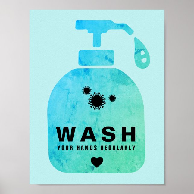 Wash Your Hands Regularly Virus Icon Poster (Front)