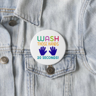 Wash your hands reminder 3 inch round button