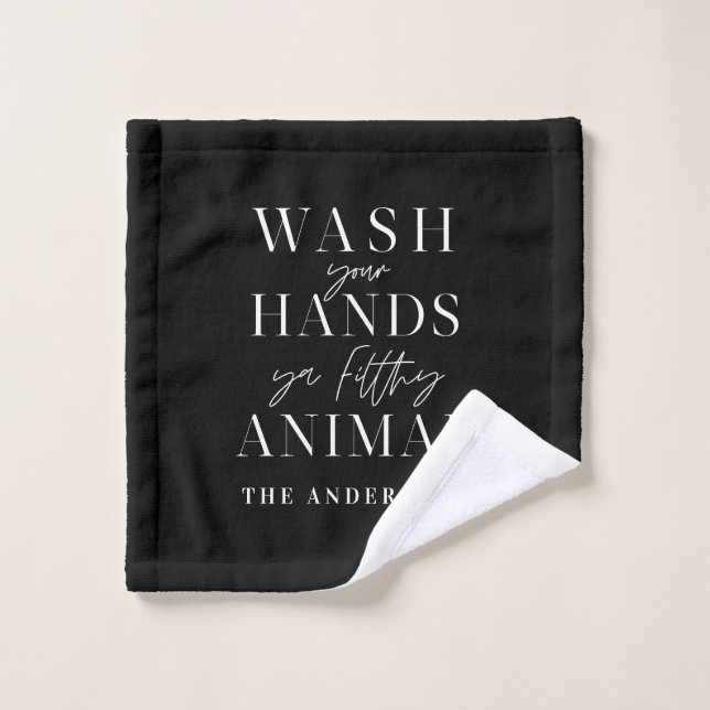Wash your hands ya filth animal funny typography bath towel set (Wash Cloth)