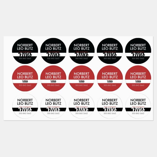 Washable Waterproof Sticker Label Black Red White (Sheet)