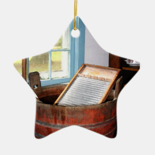 Washboard Ceramic Ornament