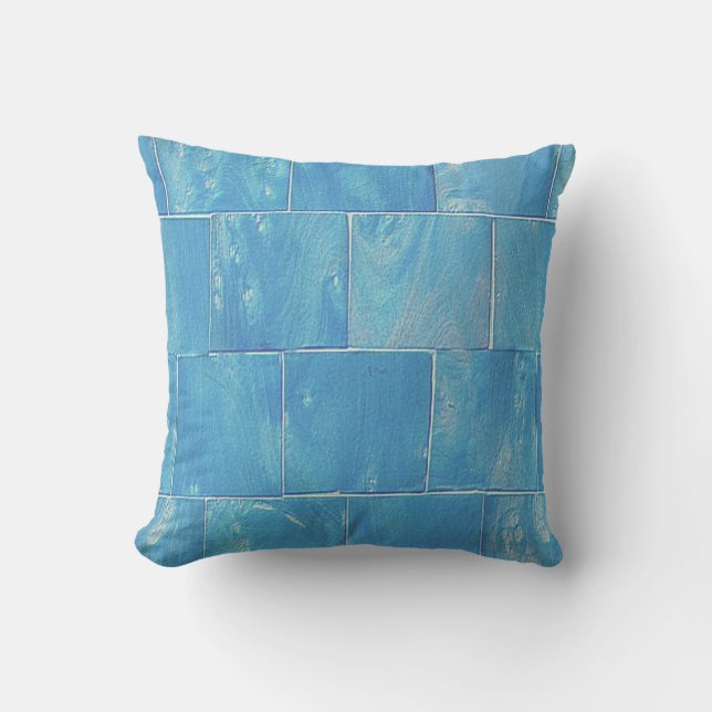 Washed Blue Siding Throw Pillow (Front)