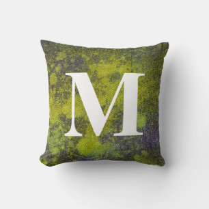 Washed Denim Design #11 with Monogram Throw Pillow