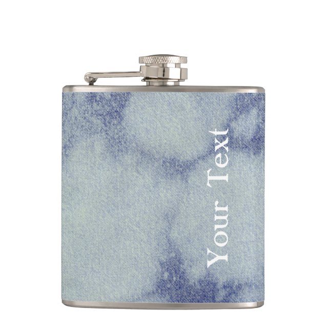 Washed Denim Design #1 at Emporio Moffa Hip Flask (Front)