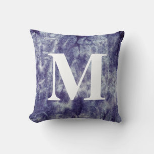 Washed Denim Design #6 with Monogram Throw Pillow
