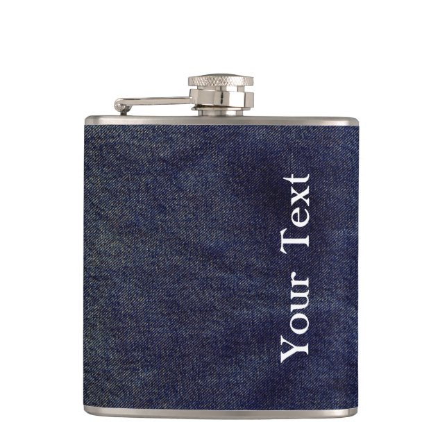 Washed Denim Design #7 at Emporio Moffa Hip Flask (Front)