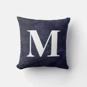 Washed Denim Design #7 with Monogram Throw Pillow