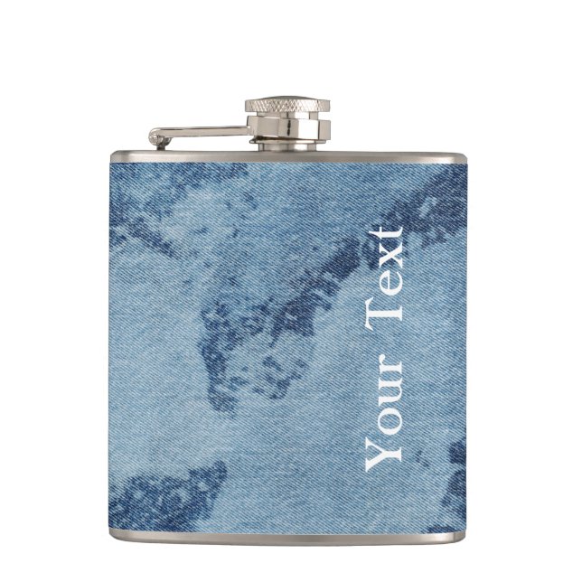 Washed Denim Design #9 at Emporio Moffa Hip Flask (Front)
