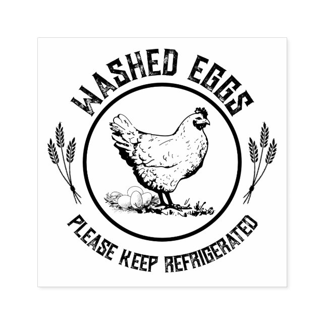 Washed Eggs Keep Refrigerated Rubber Stamp (Imprint)