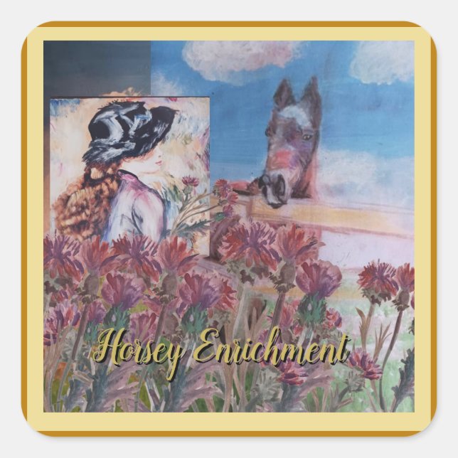 washed horse blankets design square sticker (Front)