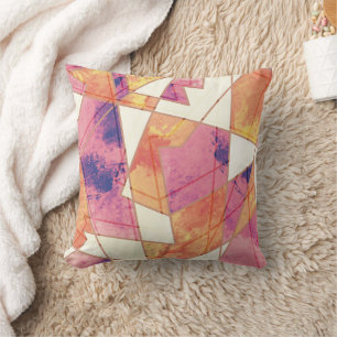 Washed Out Geometric Pattern Throw Pillow