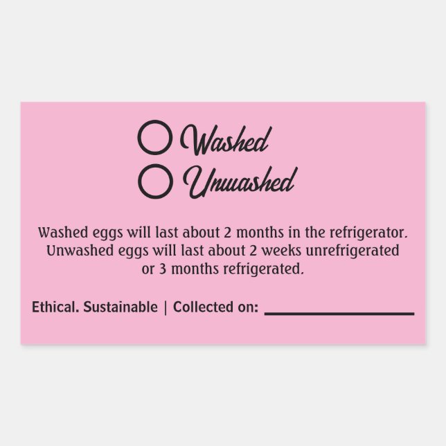 Washed Unwashed Chicken Egg Carton Packaging Sticker (Front)