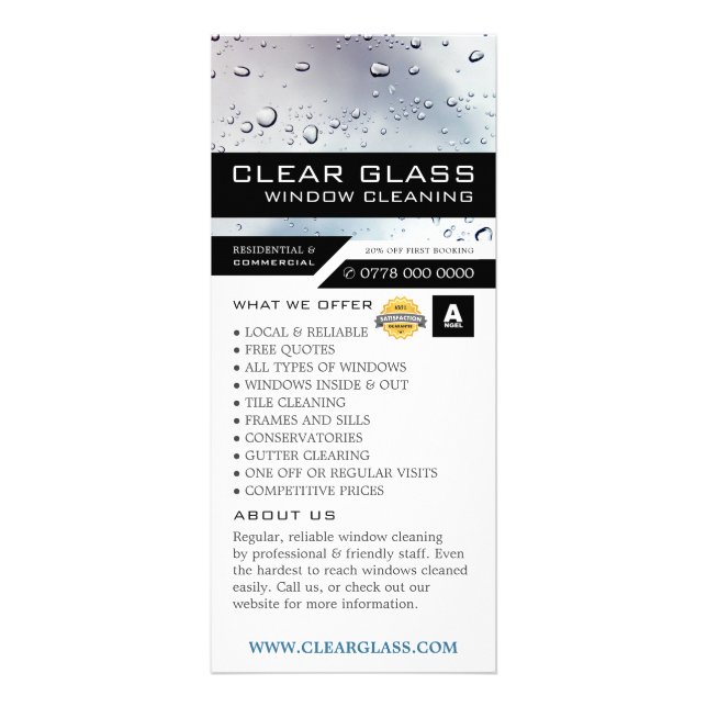 Washed Window, Cleaning Service Price List Rack Card (Front)