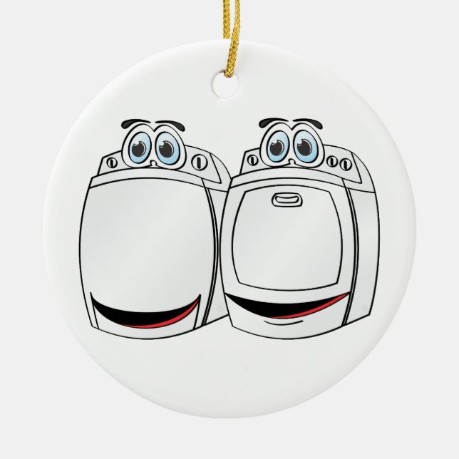 Washer Dryer Cartoon Ceramic Ornament (Front)