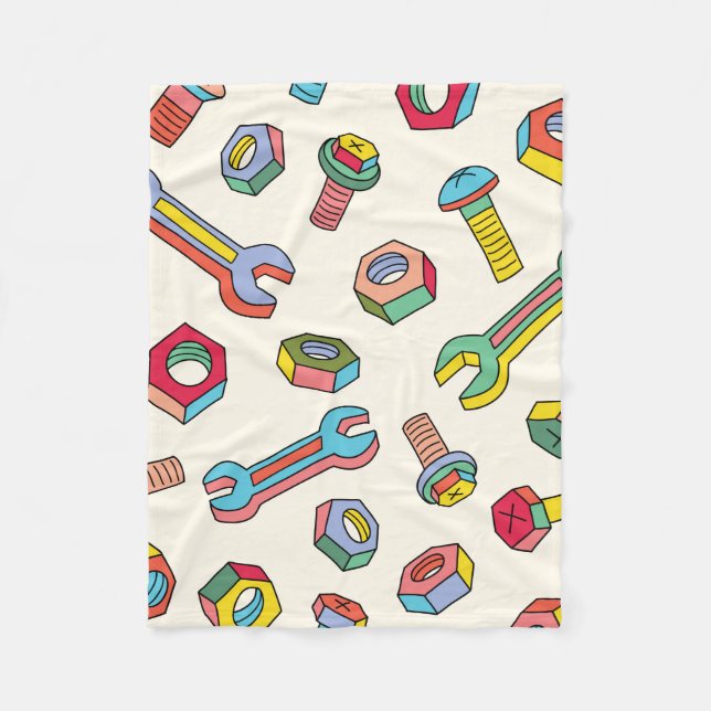 Washers and screws seamless pattern fleece blanket (Front)