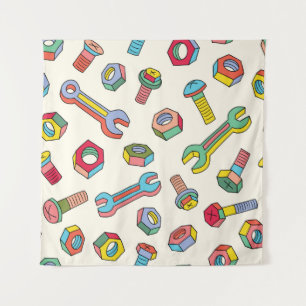 Washers and screws seamless pattern tapestry