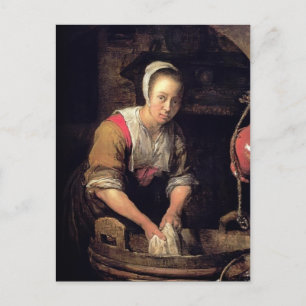 Washerwoman by Gabriel Metsu Postcard