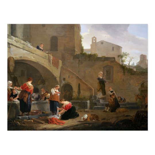 Washerwomen by a Roman Fountain Postcard