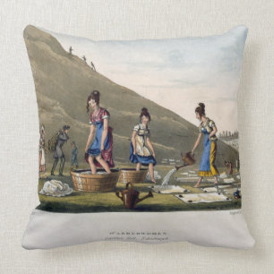 Washerwomen, Calton Hill, Edinburgh, from 'Airy No Throw Pillow
