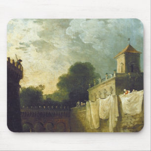 Washerwomen in the Moat of an Italian Villa Mouse Pad
