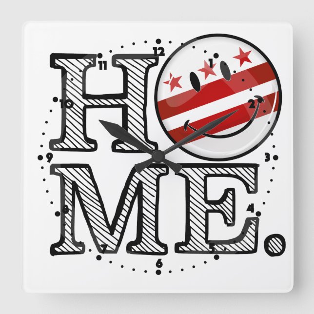 Washhington DC Smiling Flag Home Square Wall Clock (Front)