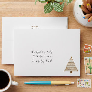 Washi Tape Christmas Tree Return Address Envelope