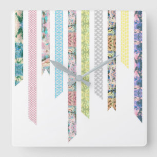 Washi Tape Pastels DIY & Crafts Ribbon Strips Square Wall Clock