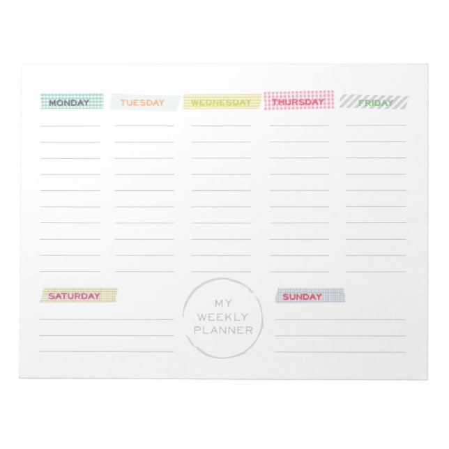 Washi Tape Weekly Planner Notepad (Front)