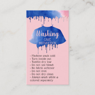 Washing Care Instruction Apparel Clothing Pink Business Card