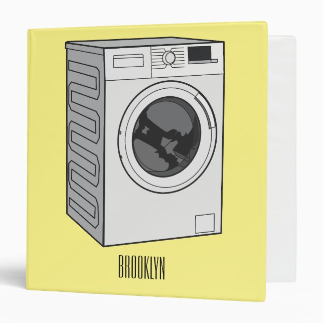 Washing machine cartoon illustration  binder (Front/Inside)