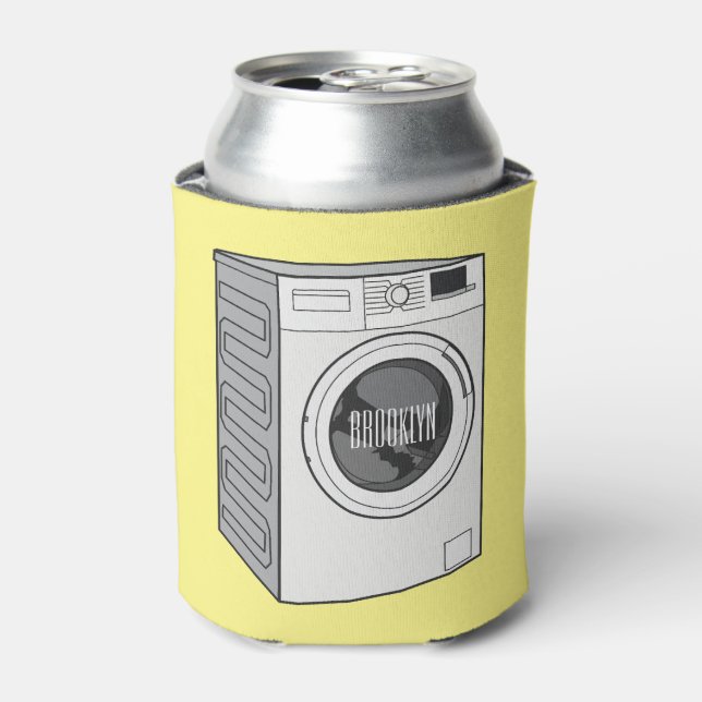 Washing machine cartoon illustration  can cooler (Can Front)