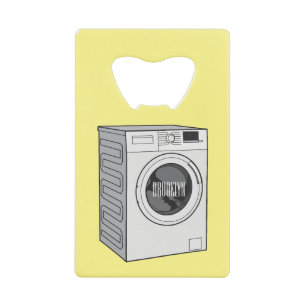 Washing machine cartoon illustration  credit card bottle opener