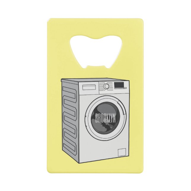 Washing machine cartoon illustration  credit card bottle opener (Front)