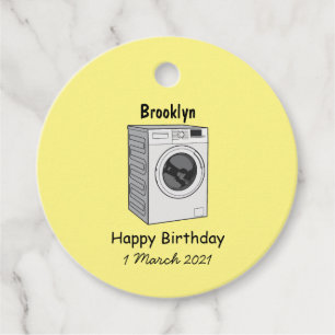 Washing machine cartoon illustration favour tags