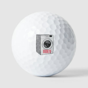 Washing machine cartoon illustration  golf balls