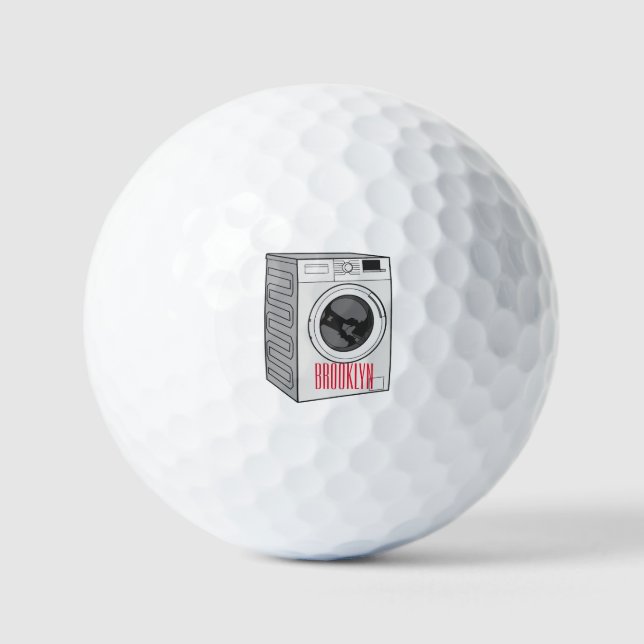 Washing machine cartoon illustration  golf balls (Front)