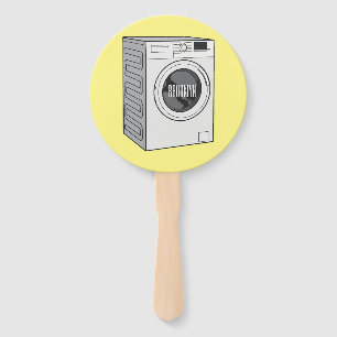 Washing machine cartoon illustration  hand fan