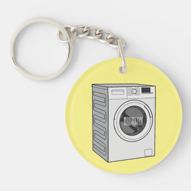 Washing machine cartoon illustration  keychain (Front)