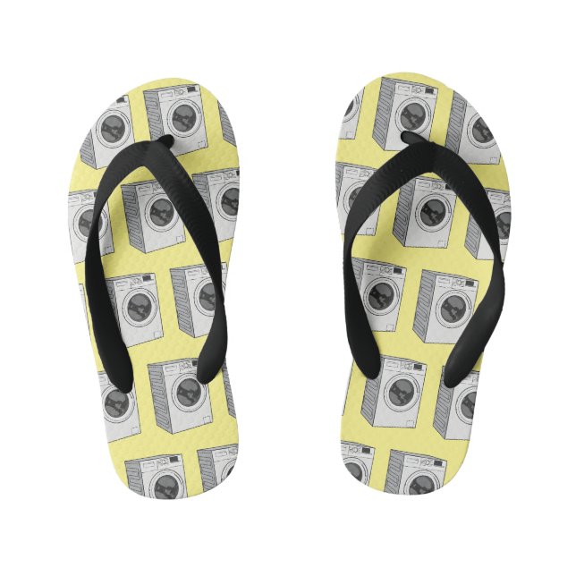 Washing machine cartoon illustration  kid's flip flops (Footbed)