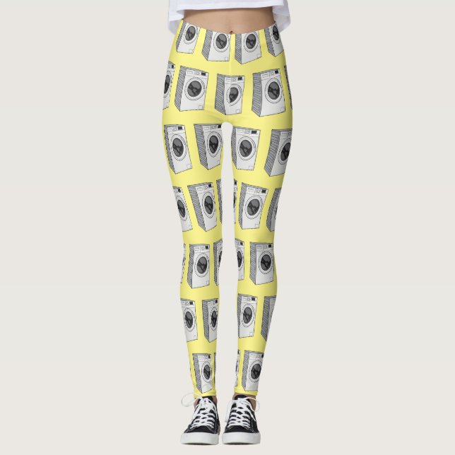 Washing machine cartoon illustration  leggings (Front)