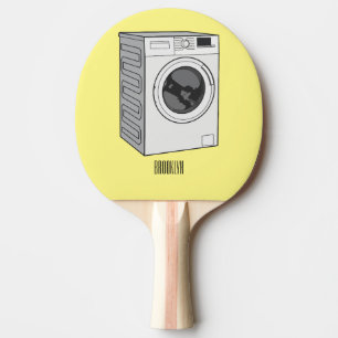 Washing machine cartoon illustration  ping pong paddle