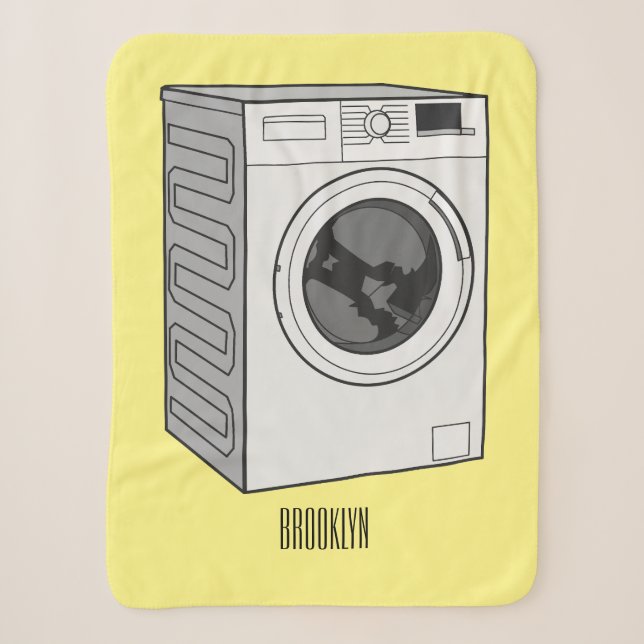 Washing machine cartoon illustration sherpa blanket (Front)