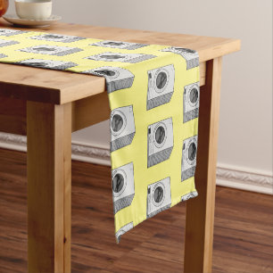 Washing machine cartoon illustration short table runner