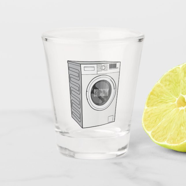 Washing machine cartoon illustration  shot glass (Front)