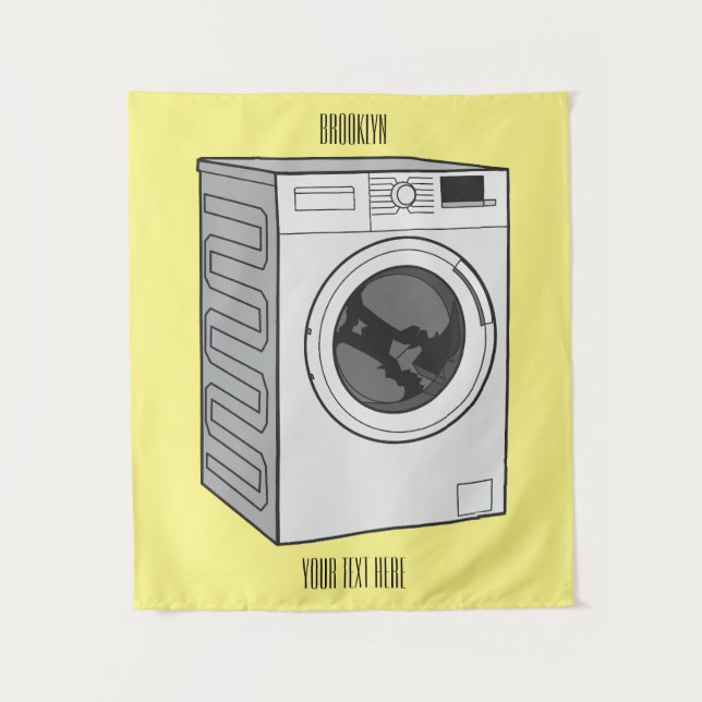 Washing machine cartoon illustration  tapestry (Front)
