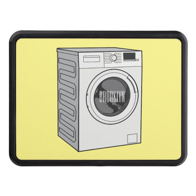 Washing machine cartoon illustration  trailer hitch cover (Front)