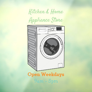 Washing machine cartoon illustration  window cling